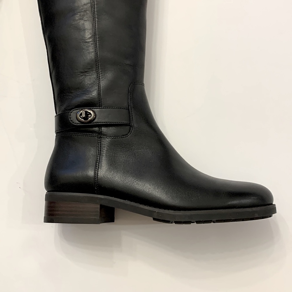 COACH Elegant Black Leather Riding Boots - Picture 7 of 13